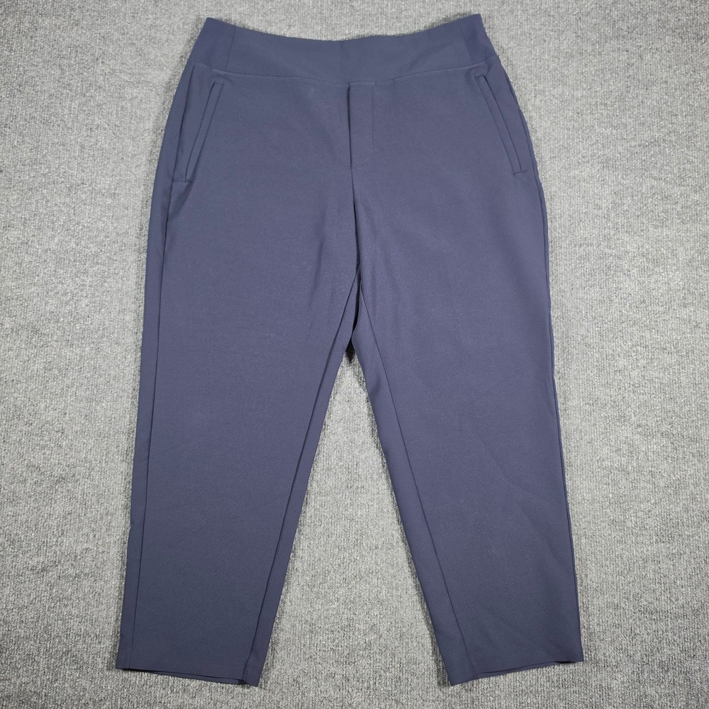 Athleta Brooklyn Ankle Pants Navy Blue Size 14P Petite Tapered Stretch Travel